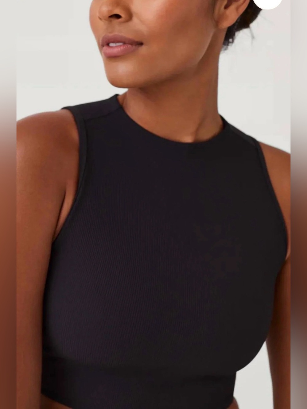 Spanx Contour Rib Mock Neck Crop Top Medium Black